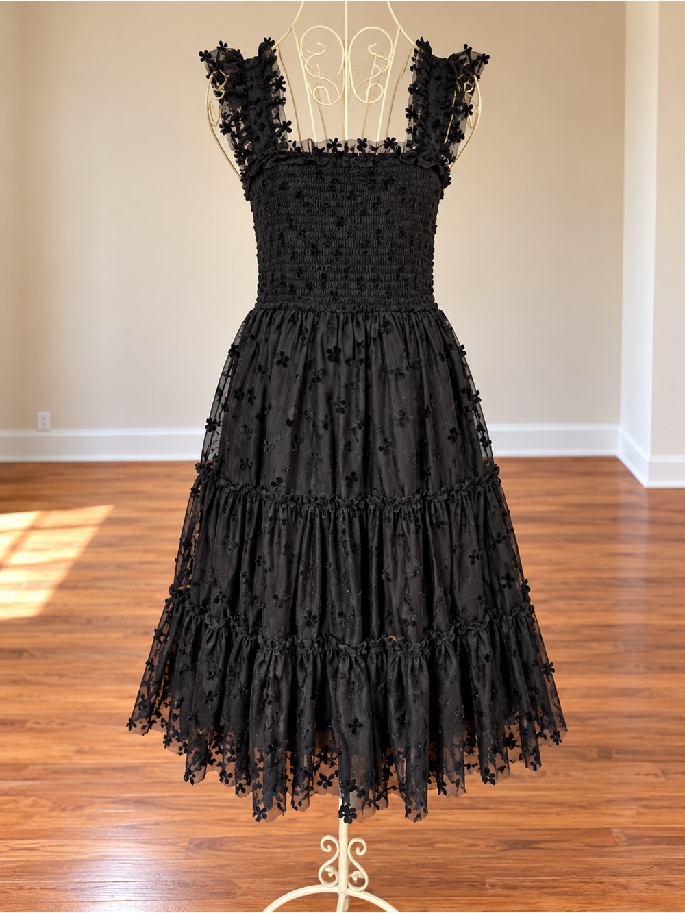 En Saison Black Ruffle Mini Dress Whimsigoth Wednesday Addams Gothic Witch